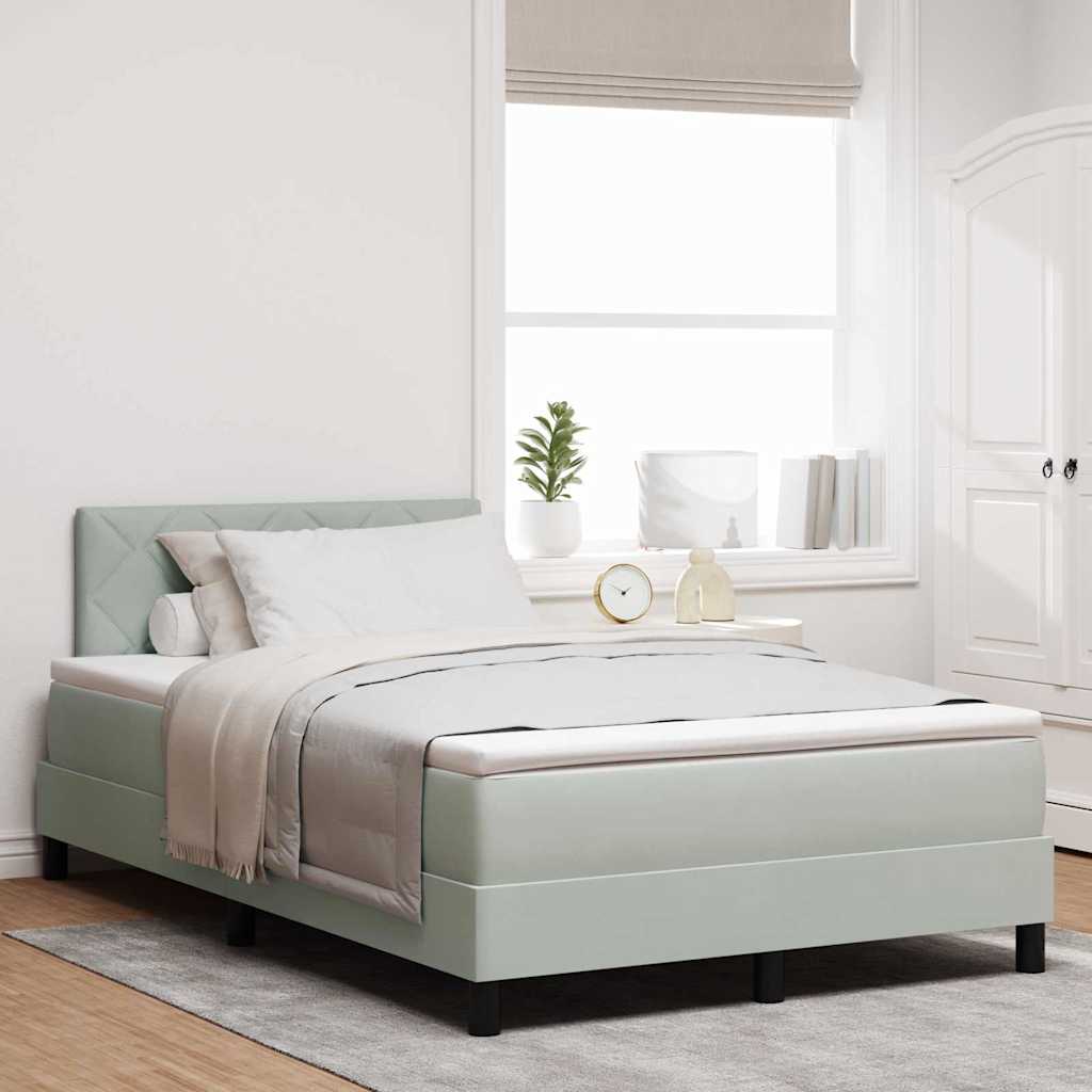 vidaXL Κρεβάτι με ελατήρια Ανοιχτό γκρι 120 x 190 cm Βελούδο