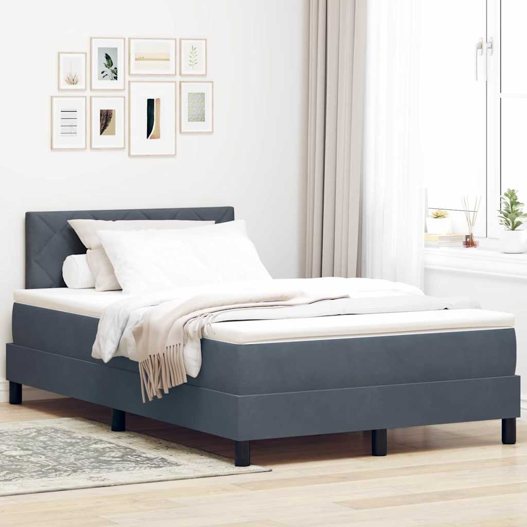 vidaXL Κρεβάτι με ελατήρια Σκούρο Γκρι 120 x 190 cm Βελούδο
