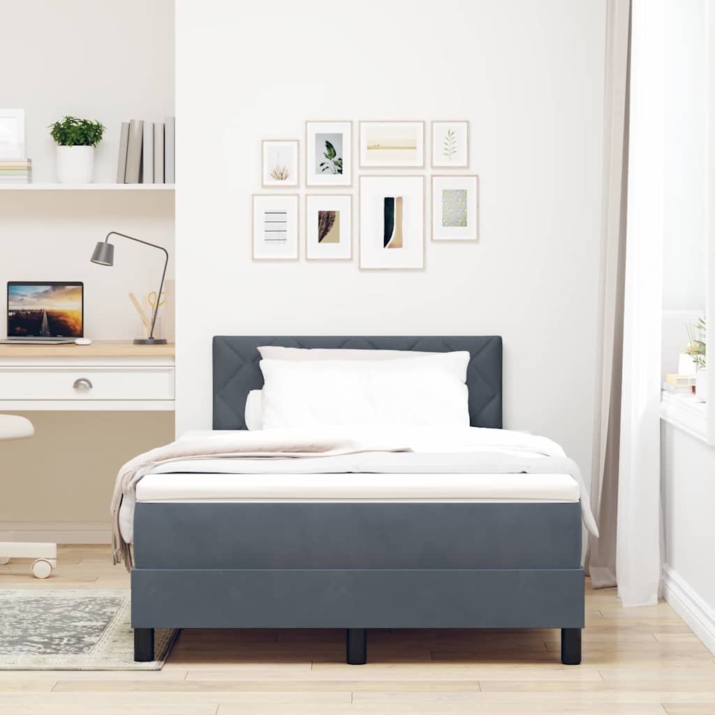 vidaXL Κρεβάτι με ελατήρια Σκούρο Γκρι 120 x 190 cm Βελούδο