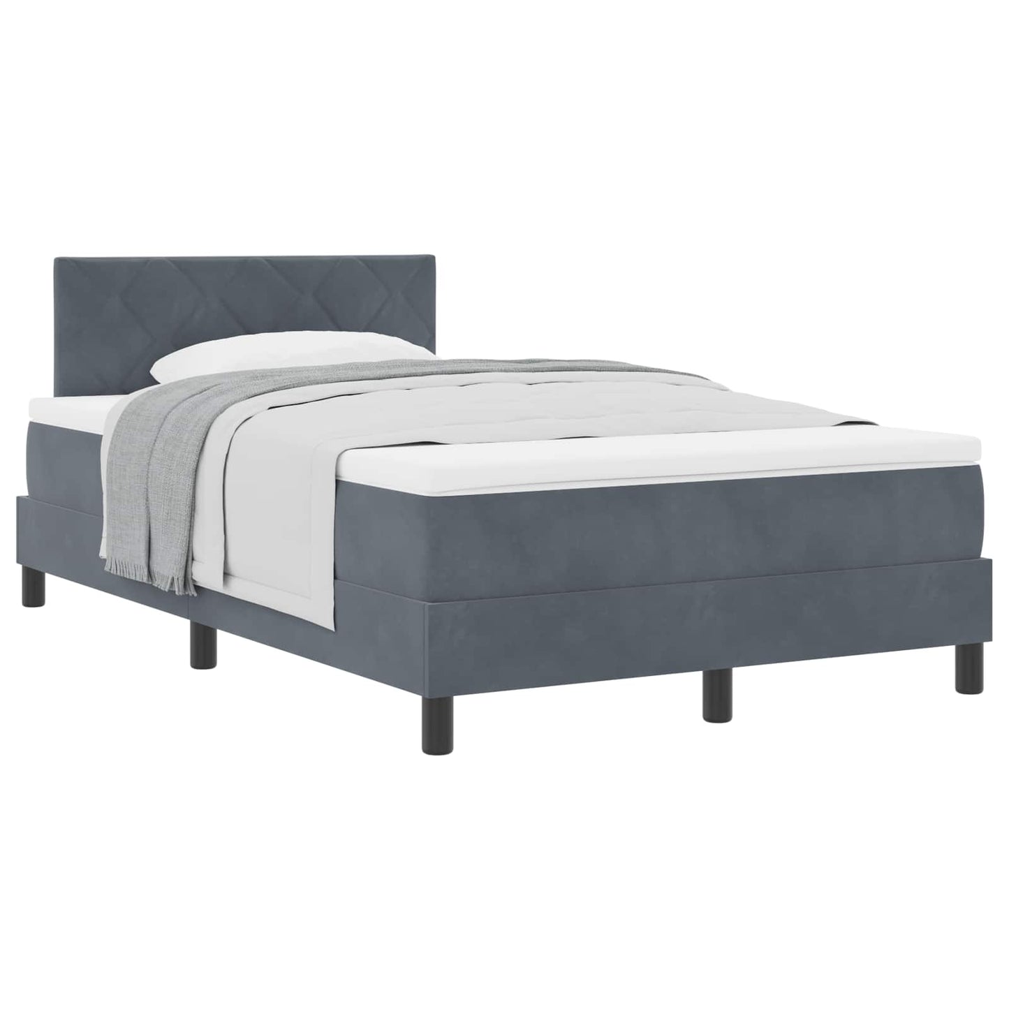 vidaXL Κρεβάτι με ελατήρια Σκούρο Γκρι 120 x 190 cm Βελούδο
