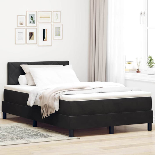 vidaXL Κρεβάτι με ελατήρια με κεφαλάρι Μαύρο 120 x 190 cm Βελούδο