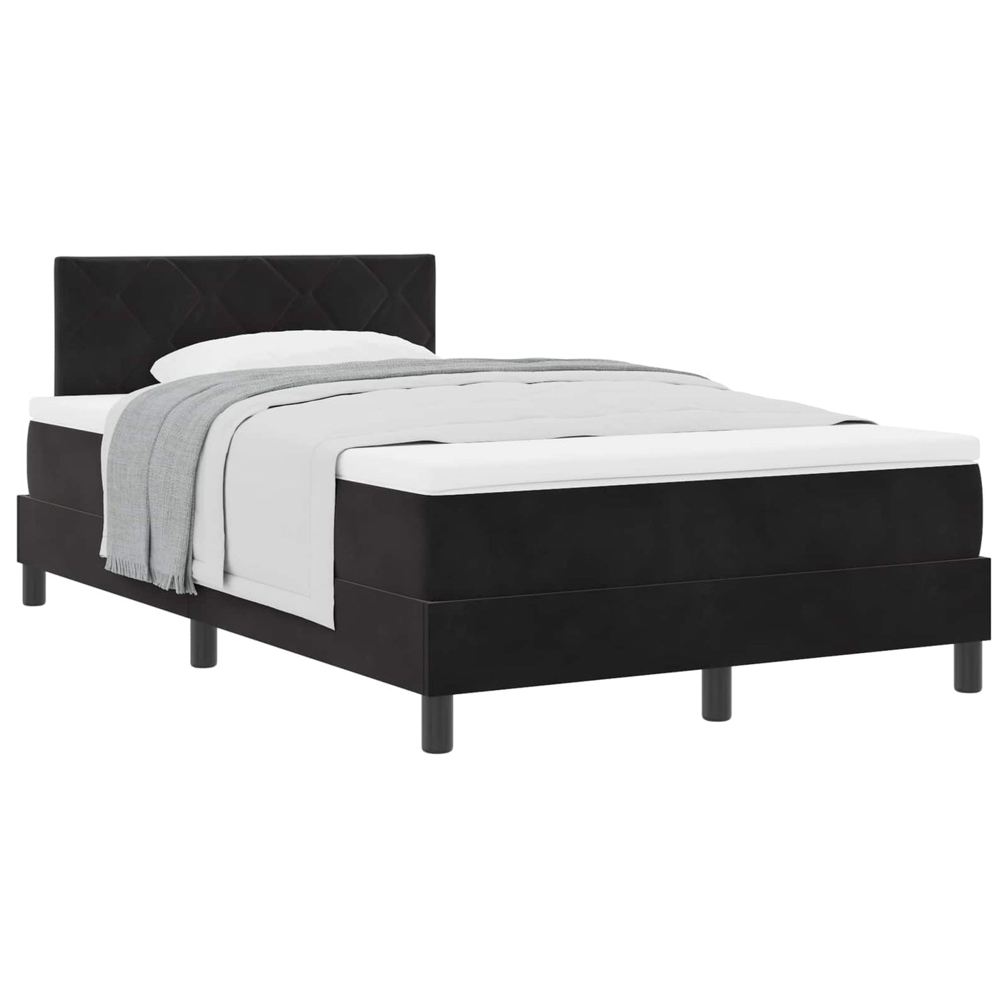 vidaXL Κρεβάτι με ελατήρια με κεφαλάρι Μαύρο 120 x 190 cm Βελούδο