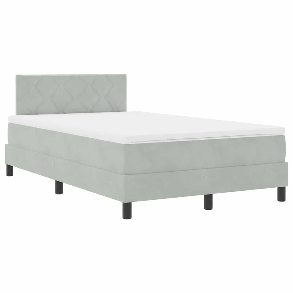 vidaXL Κρεβάτι με ελατήρια Ανοιχτό γκρι 120 x 200 cm Βελούδο