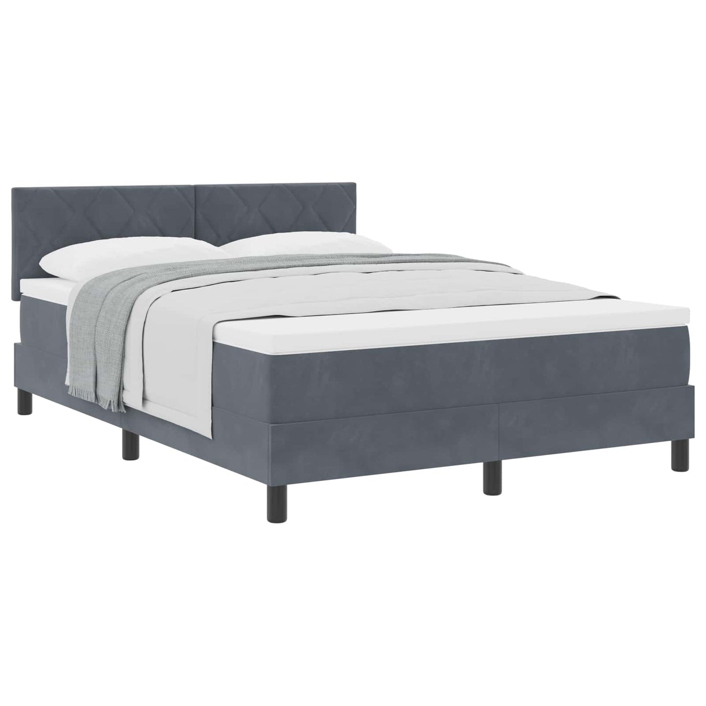 vidaXL Κρεβάτι με ελατήρια Σκούρο Γκρι 140 x 190 cm Βελούδο