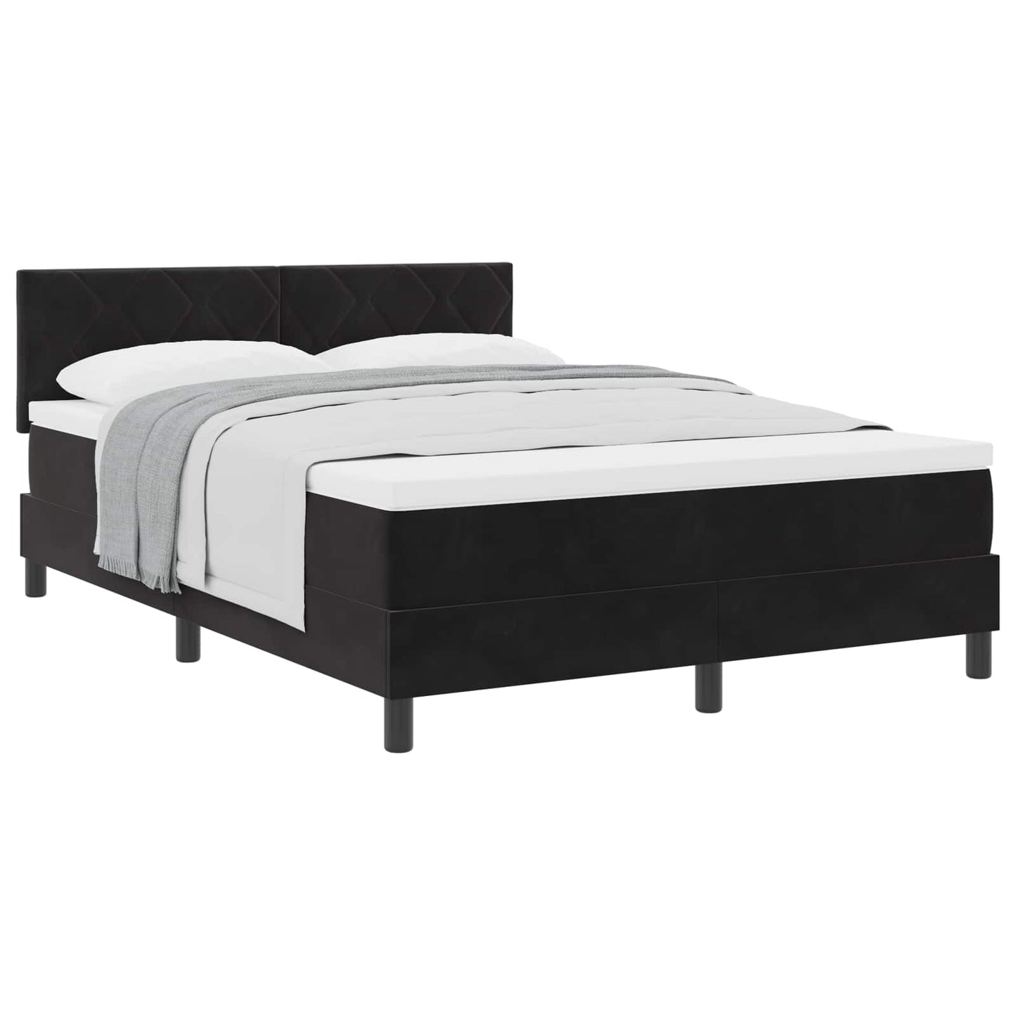 vidaXL Κρεβάτι με ελατήρια με κεφαλάρι Μαύρο 140 x 190 cm Βελούδο