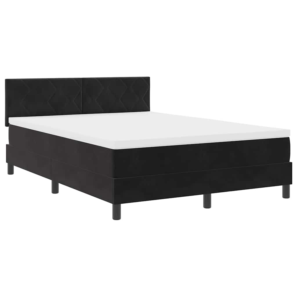 vidaXL Κρεβάτι με ελατήρια με κεφαλάρι Μαύρο 140 x 200 cm Βελούδο