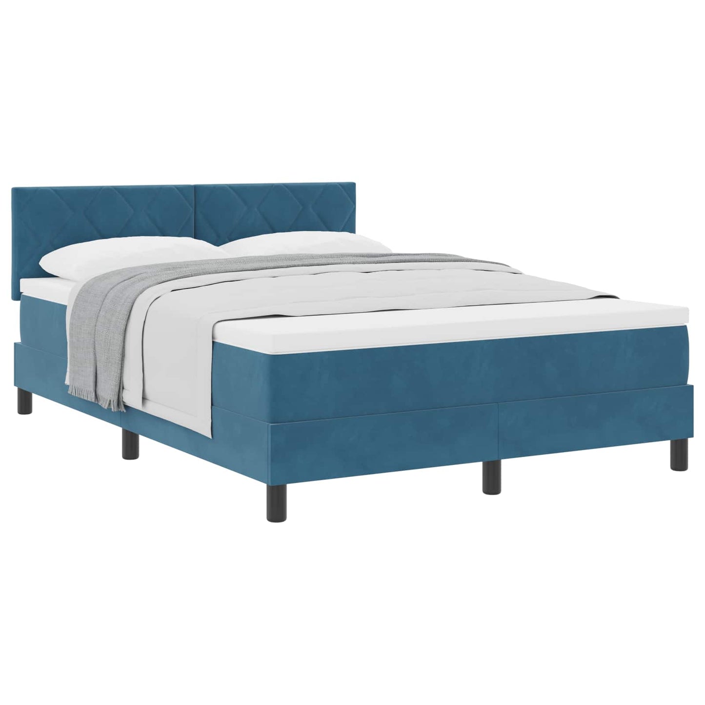 vidaXL Κρεβάτι με ελατήρια Σκούρο Μπλε 140 x 200 cm Βελούδο