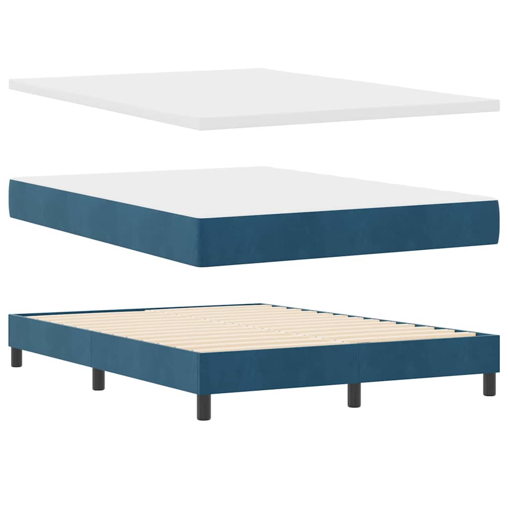 vidaXL Κρεβάτι με ελατήρια Σκούρο Μπλε 140 x 200 cm Βελούδο