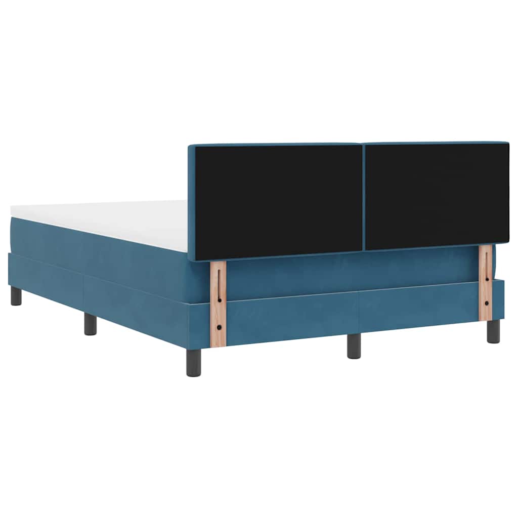 vidaXL Κρεβάτι με ελατήρια Σκούρο Μπλε 140 x 200 cm Βελούδο