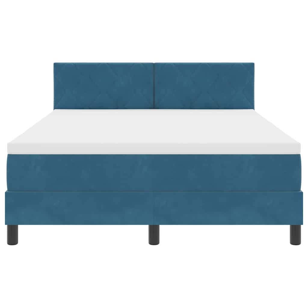 vidaXL Κρεβάτι με ελατήρια Σκούρο Μπλε 140 x 200 cm Βελούδο
