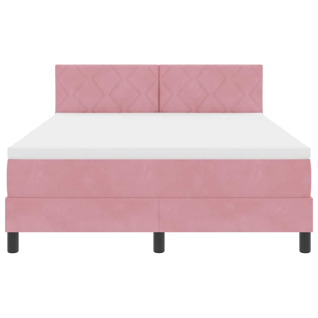 vidaXL Κρεβάτι με ελατήρια με κεφαλάρι Ροζ 140 x 200 cm Βελούδο