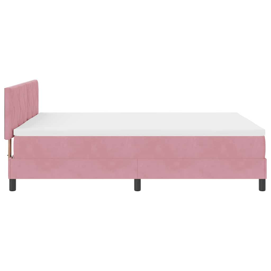vidaXL Κρεβάτι με ελατήρια με κεφαλάρι Ροζ 140 x 200 cm Βελούδο