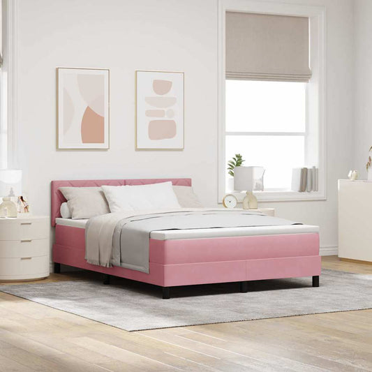 vidaXL Κρεβάτι με ελατήρια με μαξιλάρι Ροζ 160 x 200 cm Βελούδο