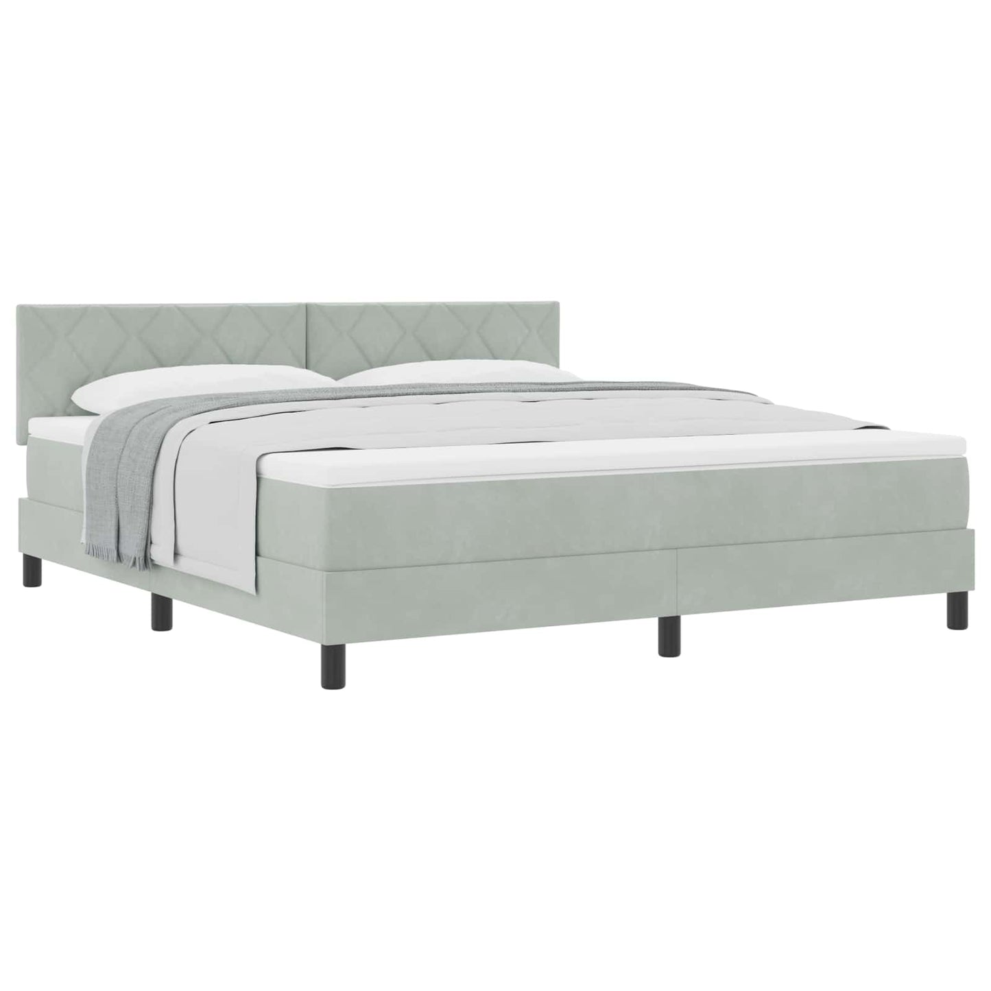 vidaXL Κρεβάτι με ελατήρια Ανοιχτό γκρι 180 x 200 cm Βελούδο
