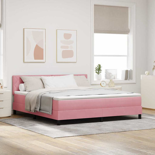 vidaXL Κρεβάτι με ελατήρια με κεφαλάρι Ροζ 180 x 200 cm Βελούδο