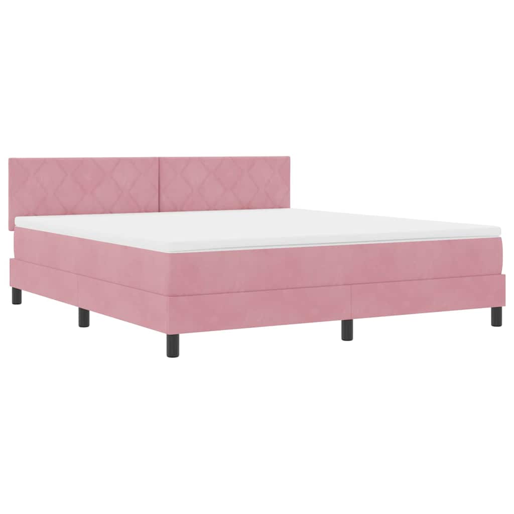 vidaXL Κρεβάτι με ελατήρια με κεφαλάρι Ροζ 180 x 200 cm Βελούδο