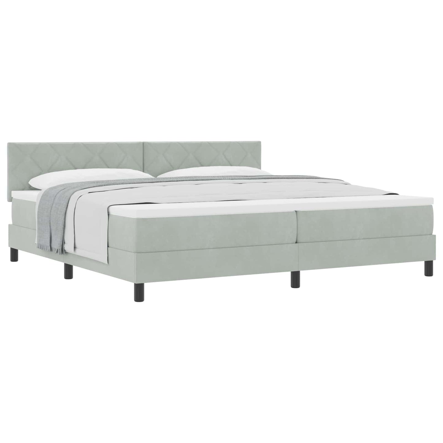vidaXL Κρεβάτι με ελατήρια Ανοιχτό γκρι 200 x 200 cm Βελούδο