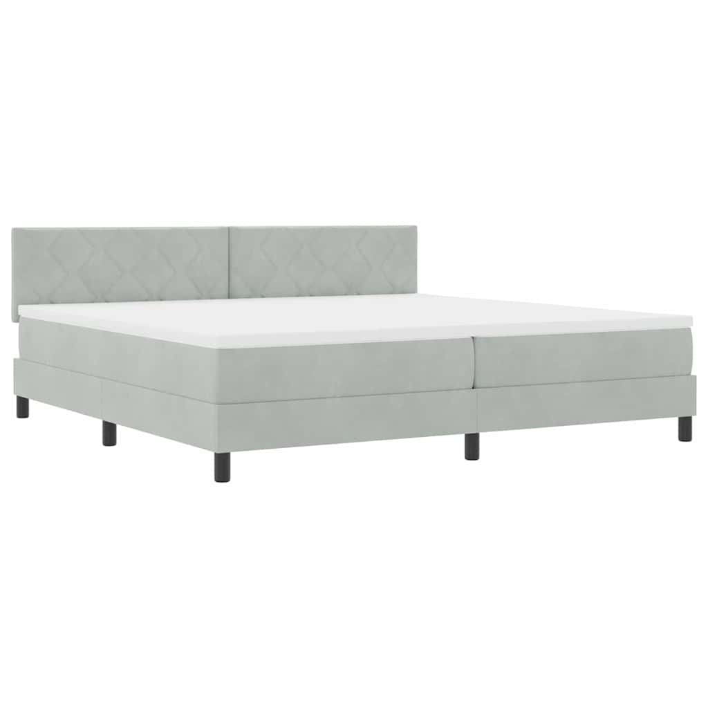 vidaXL Κρεβάτι με ελατήρια Ανοιχτό γκρι 200 x 200 cm Βελούδο
