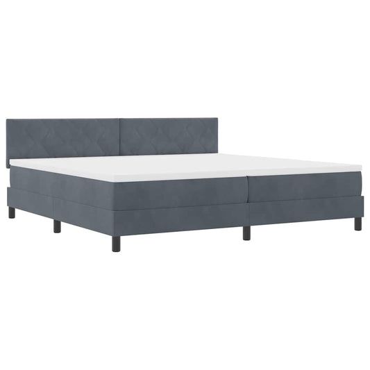 Κρεβάτι Box Spring vidaXL με Στρώμα Σκούρο Γκρι 200x200 εκ. Βελούδο
