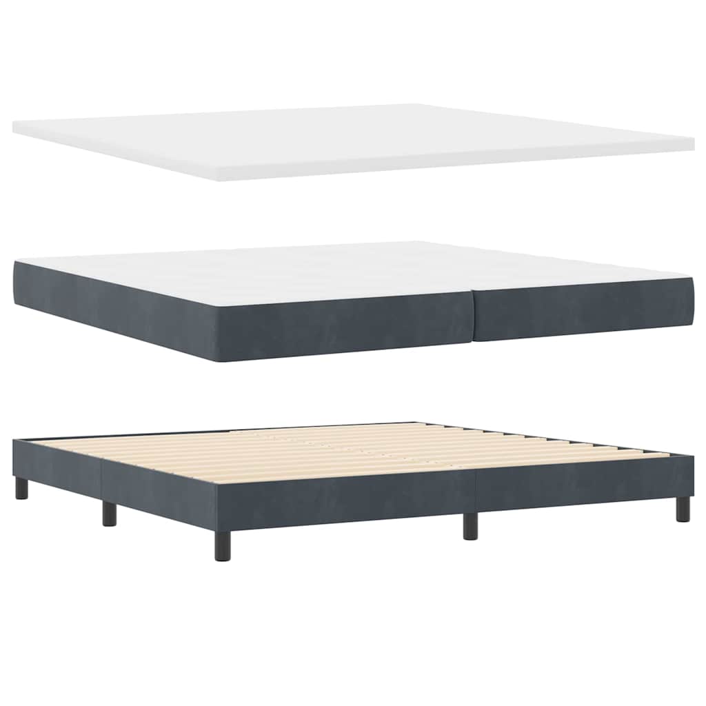 Κρεβάτι Box Spring vidaXL με Στρώμα Σκούρο Γκρι 200x200 εκ. Βελούδο