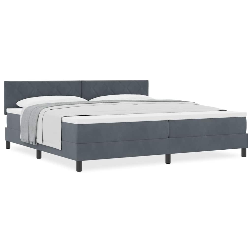 Κρεβάτι Box Spring vidaXL με Στρώμα Σκούρο Γκρι 200x200 εκ. Βελούδο