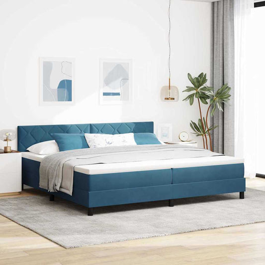 vidaXL Κρεβάτι με ελατήρια Σκούρο Μπλε 200 x 200 cm Βελούδο