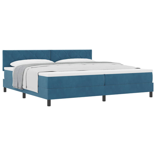 vidaXL Κρεβάτι με ελατήρια Σκούρο Μπλε 200 x 200 cm Βελούδο