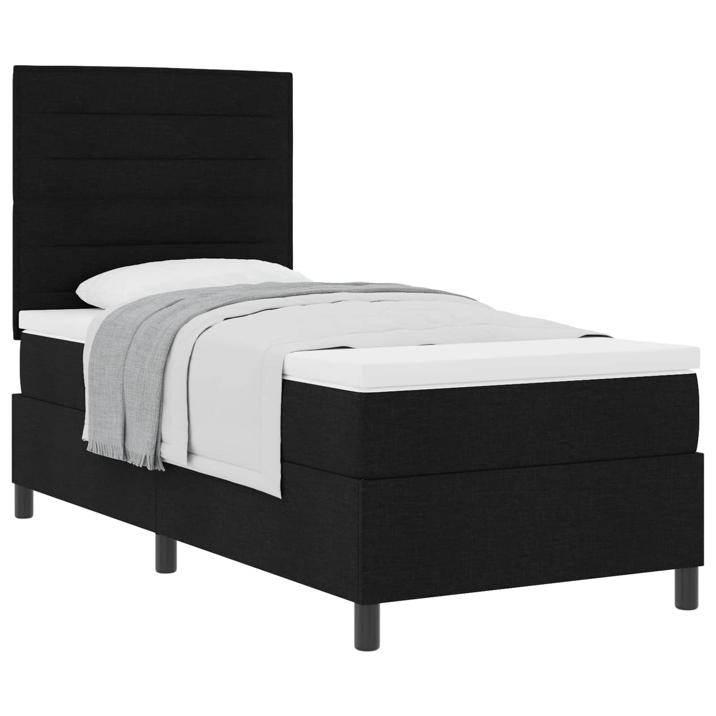vidaXL Κρεβάτι με ελατήρια με στρώμα Μαύρο 80 x 200 cm ύφασμα