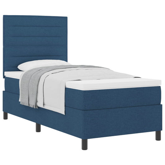 vidaXL Κρεβάτι με ελατήρια με στρώμα Μπλε 90 x 200 cm ύφασμα