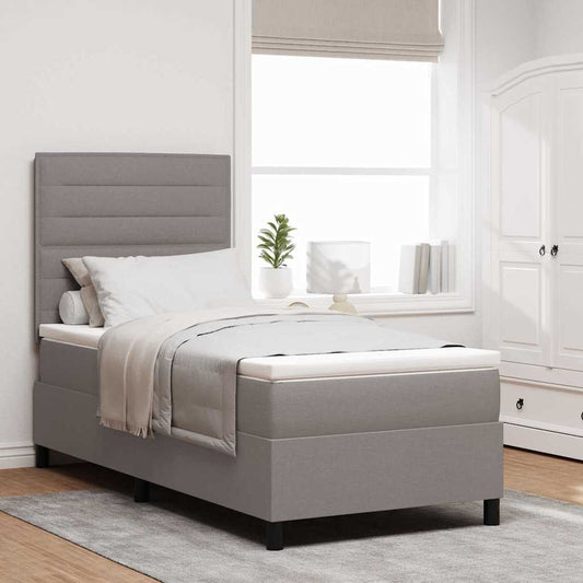 vidaXL Κρεβάτι με ελατήρια με στρώμα Taupe 100 x 200 cm ύφασμα