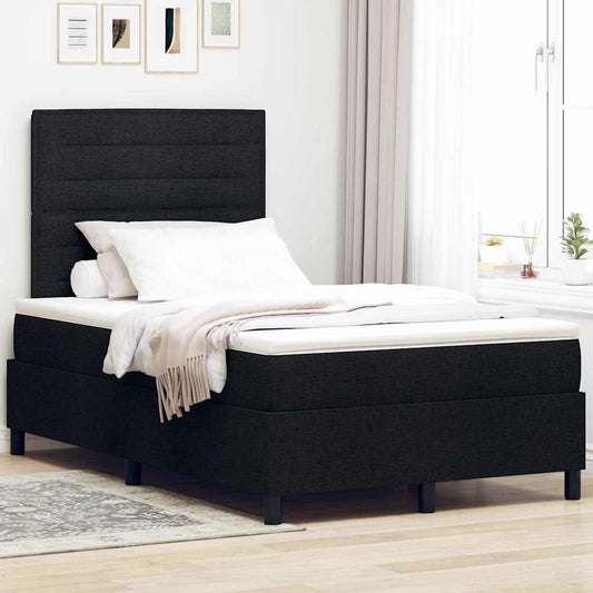 vidaXL Κρεβάτι με ελατήρια με στρώμα Μαύρο 120 x 190 cm ύφασμα
