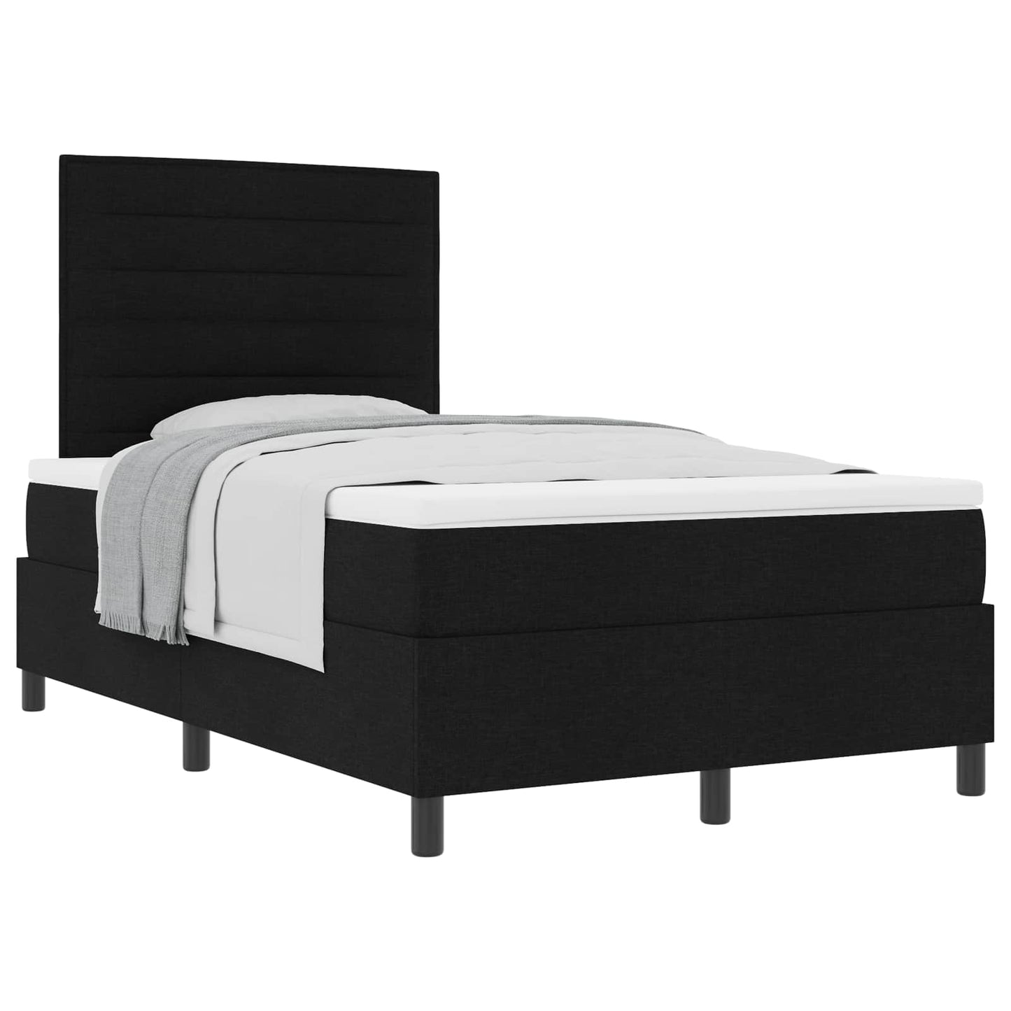 vidaXL Κρεβάτι με ελατήρια με στρώμα Μαύρο 120 x 190 cm ύφασμα