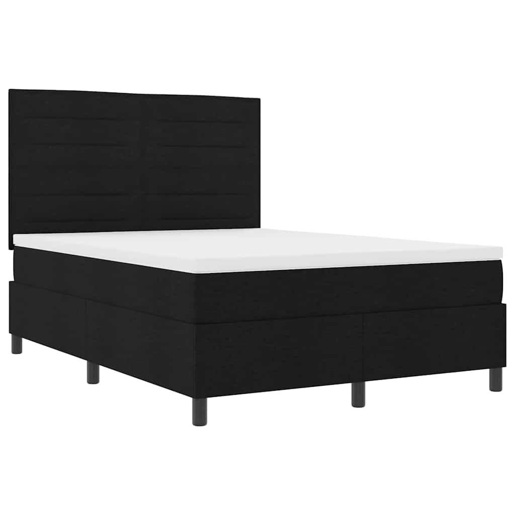 vidaXL Κρεβάτι με ελατήρια με στρώμα Μαύρο 140 x 190 cm ύφασμα