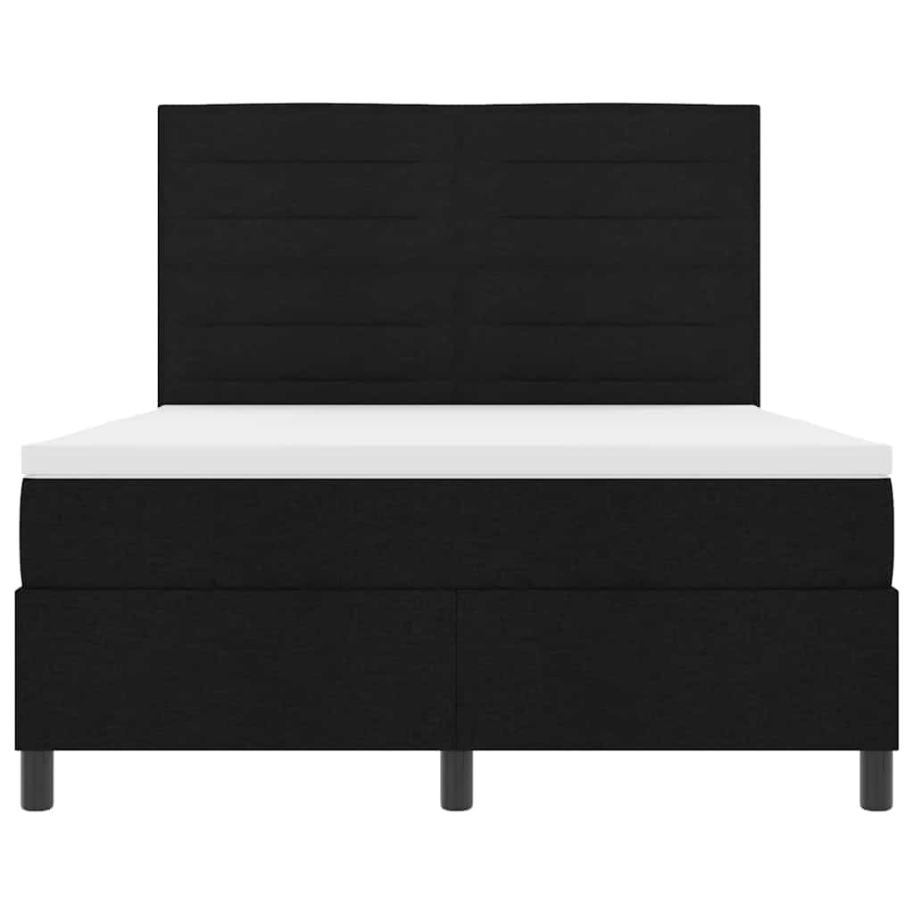 vidaXL Κρεβάτι με ελατήρια με στρώμα Μαύρο 140 x 190 cm ύφασμα