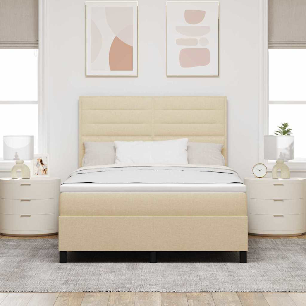 vidaXL Κρεβάτι με ελατήρια με στρώμα Κρεμ 140 x 190 cm ύφασμα