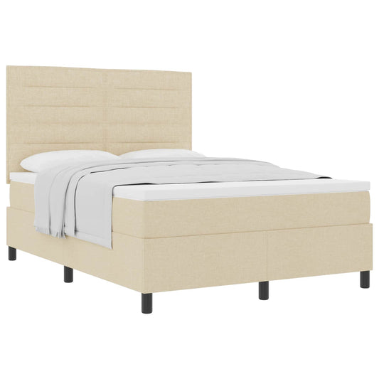 vidaXL Κρεβάτι με ελατήρια με στρώμα Κρεμ 140 x 190 cm ύφασμα