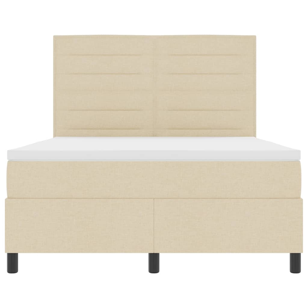 vidaXL Κρεβάτι με ελατήρια με στρώμα Κρεμ 140 x 190 cm ύφασμα
