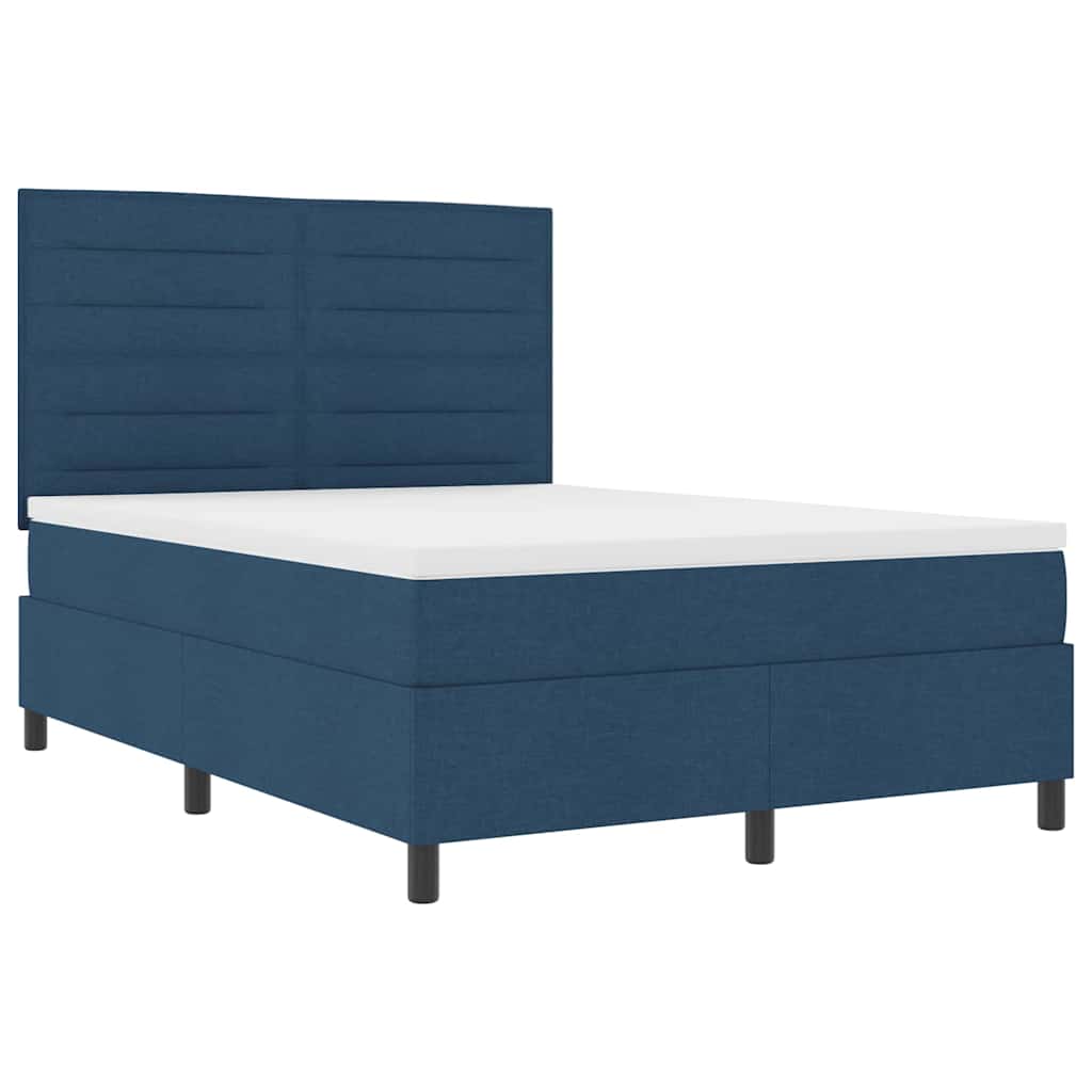 vidaXL Κρεβάτι με ελατήρια με στρώμα Μπλε 140 x 190 cm ύφασμα