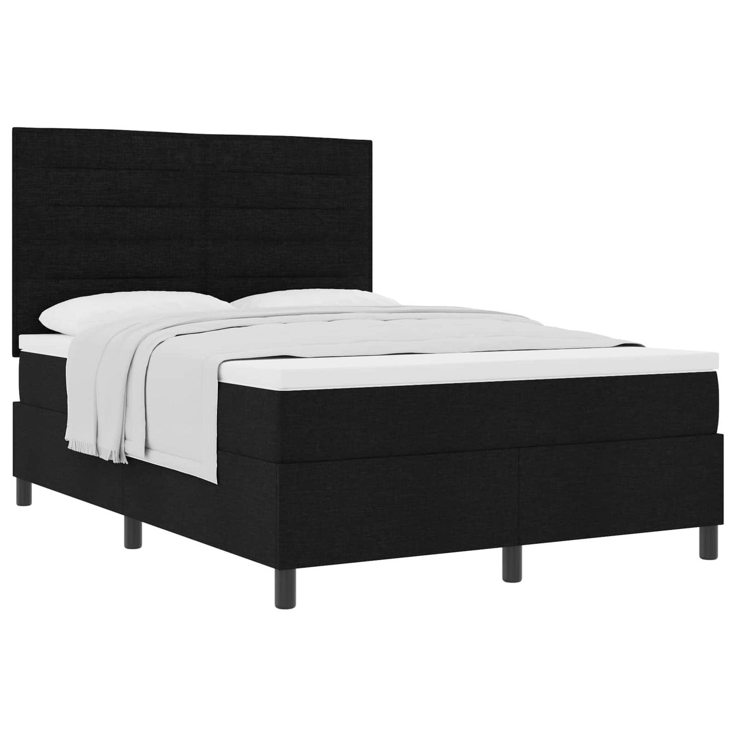 vidaXL Κρεβάτι με ελατήρια με στρώμα Μαύρο 140 x 200 cm ύφασμα