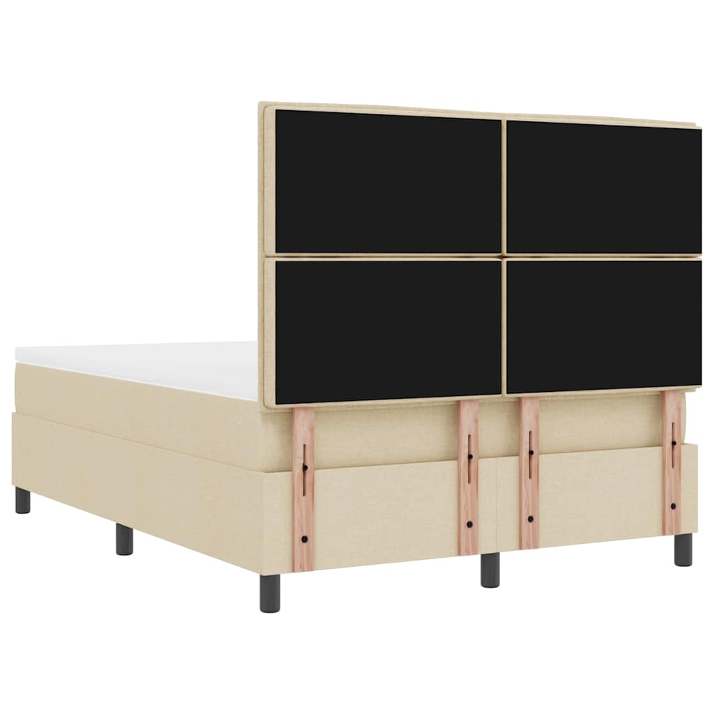 vidaXL Κρεβάτι με ελατήρια με στρώμα Κρεμ 140 x 200 cm ύφασμα