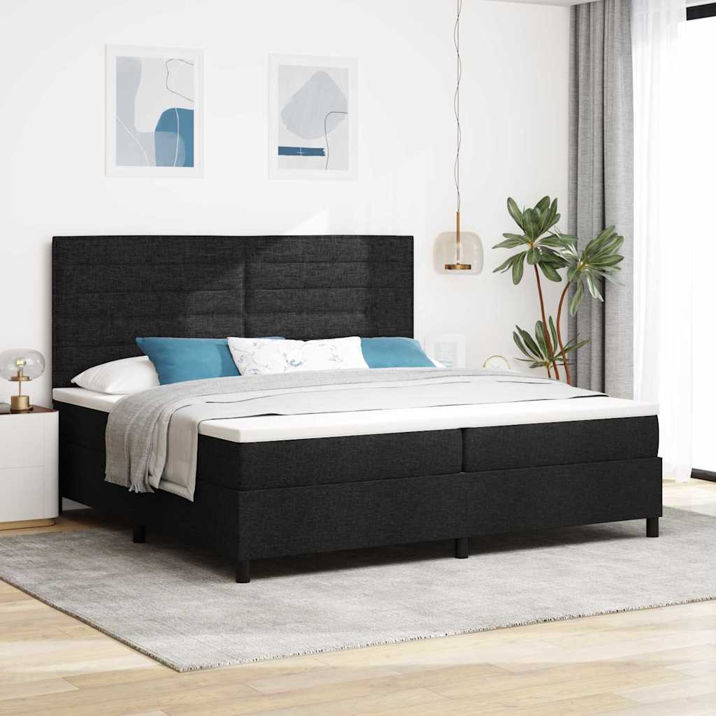 vidaXL Κρεβάτι με ελατήρια με στρώμα Μαύρο 200 x 200 cm ύφασμα