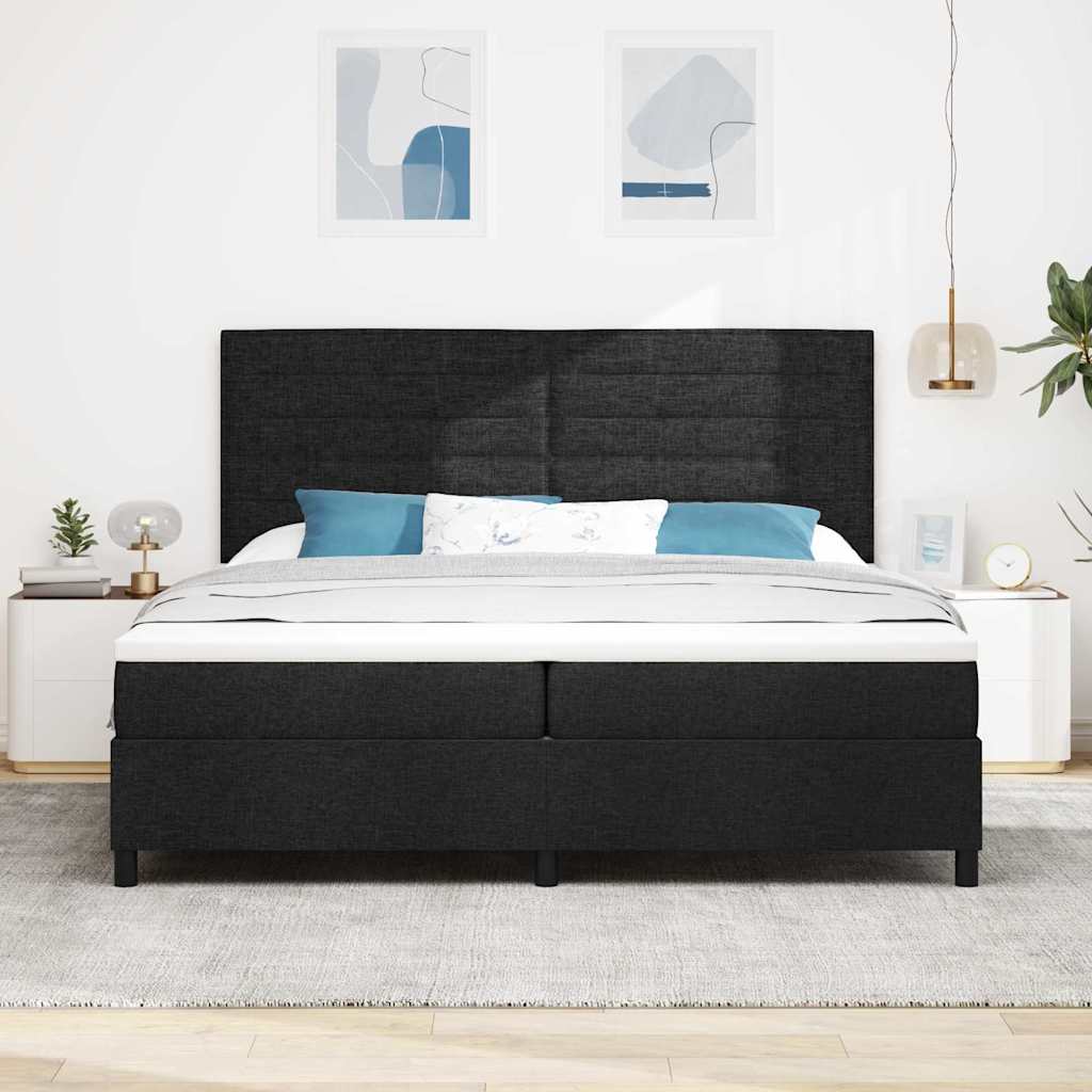 vidaXL Κρεβάτι με ελατήρια με στρώμα Μαύρο 200 x 200 cm ύφασμα