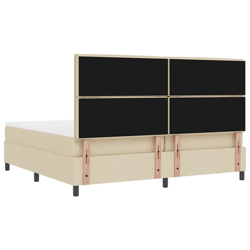 vidaXL Κρεβάτι με ελατήρια με στρώμα Κρεμ 200 x 200 cm ύφασμα