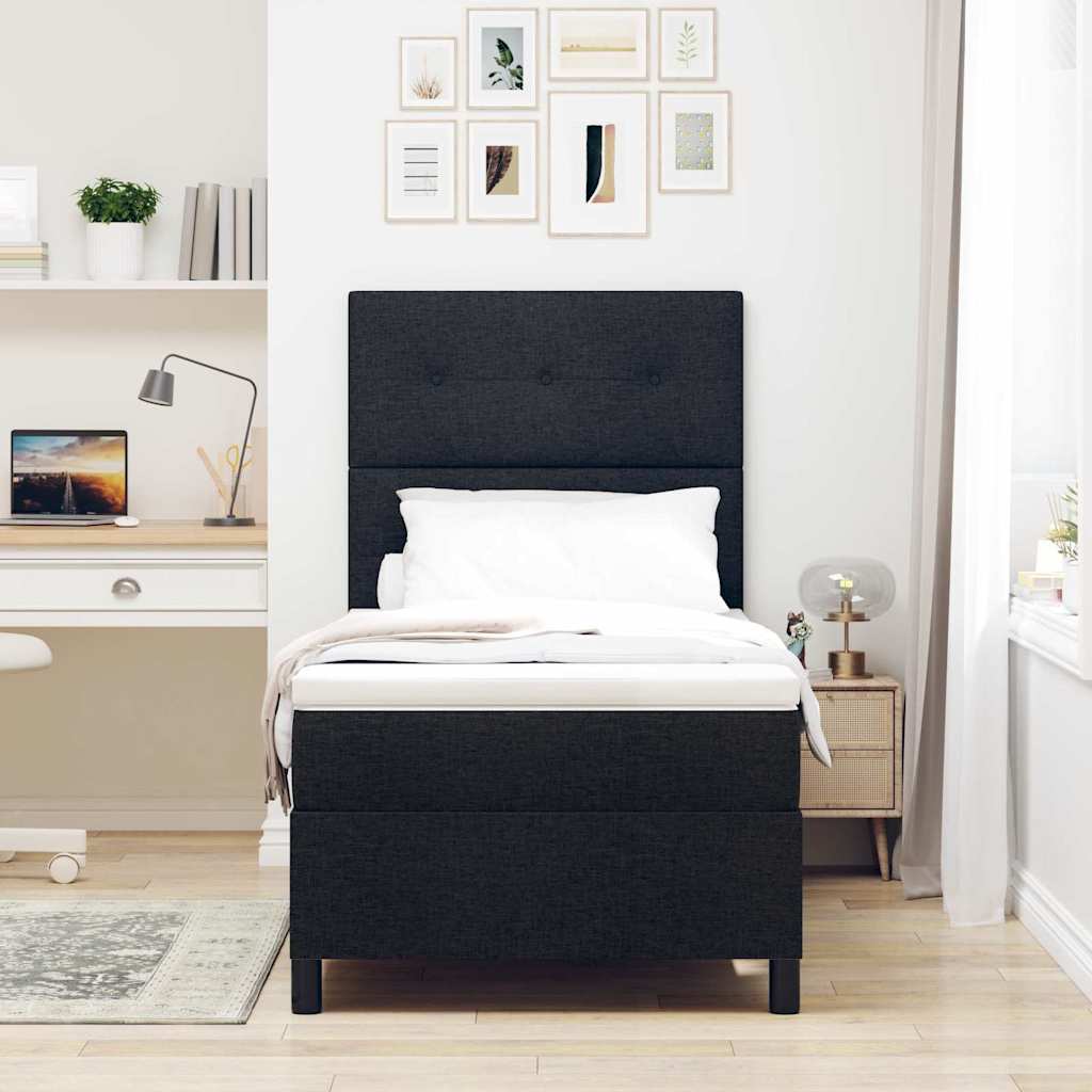 vidaXL Κρεβάτι με ελατήρια με κεφαλάρι Μαύρο 80 x 200 cm ύφασμα