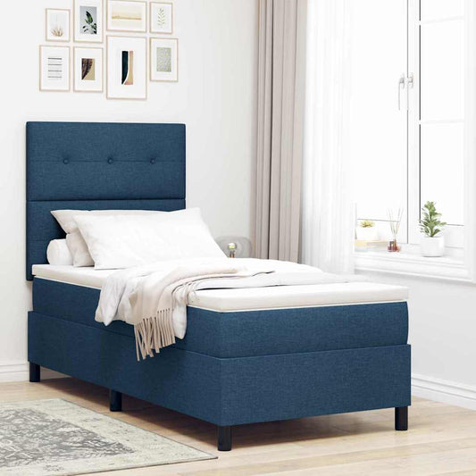 vidaXL Κρεβάτι με ελατήρια με κεφαλάρι Μπλε 80 x 200 cm ύφασμα