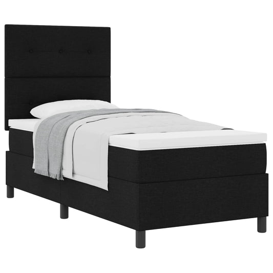 vidaXL Κρεβάτι με ελατήρια με κεφαλάρι Μαύρο 90 x 190 cm ύφασμα