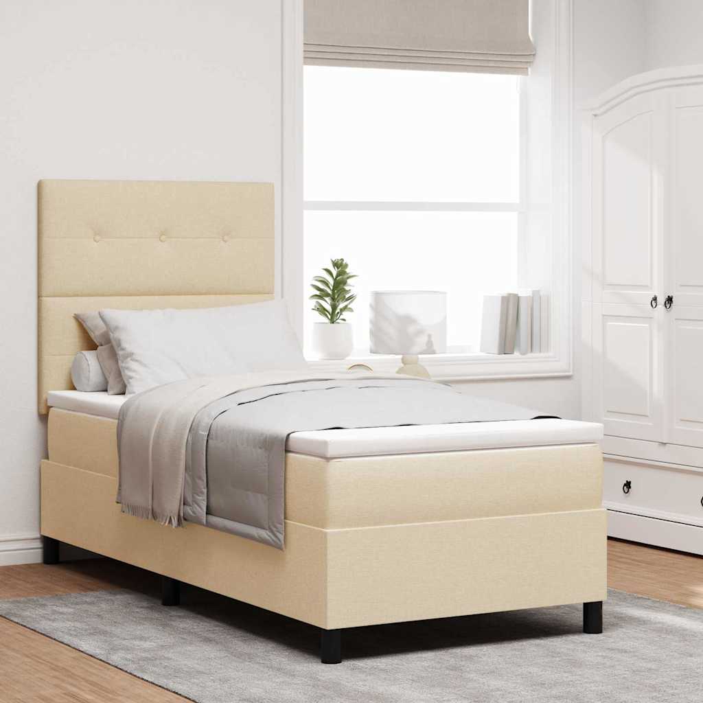 vidaXL Κρεβάτι με ελατήρια με στρώμα Κρεμ 90 x 190 cm ύφασμα