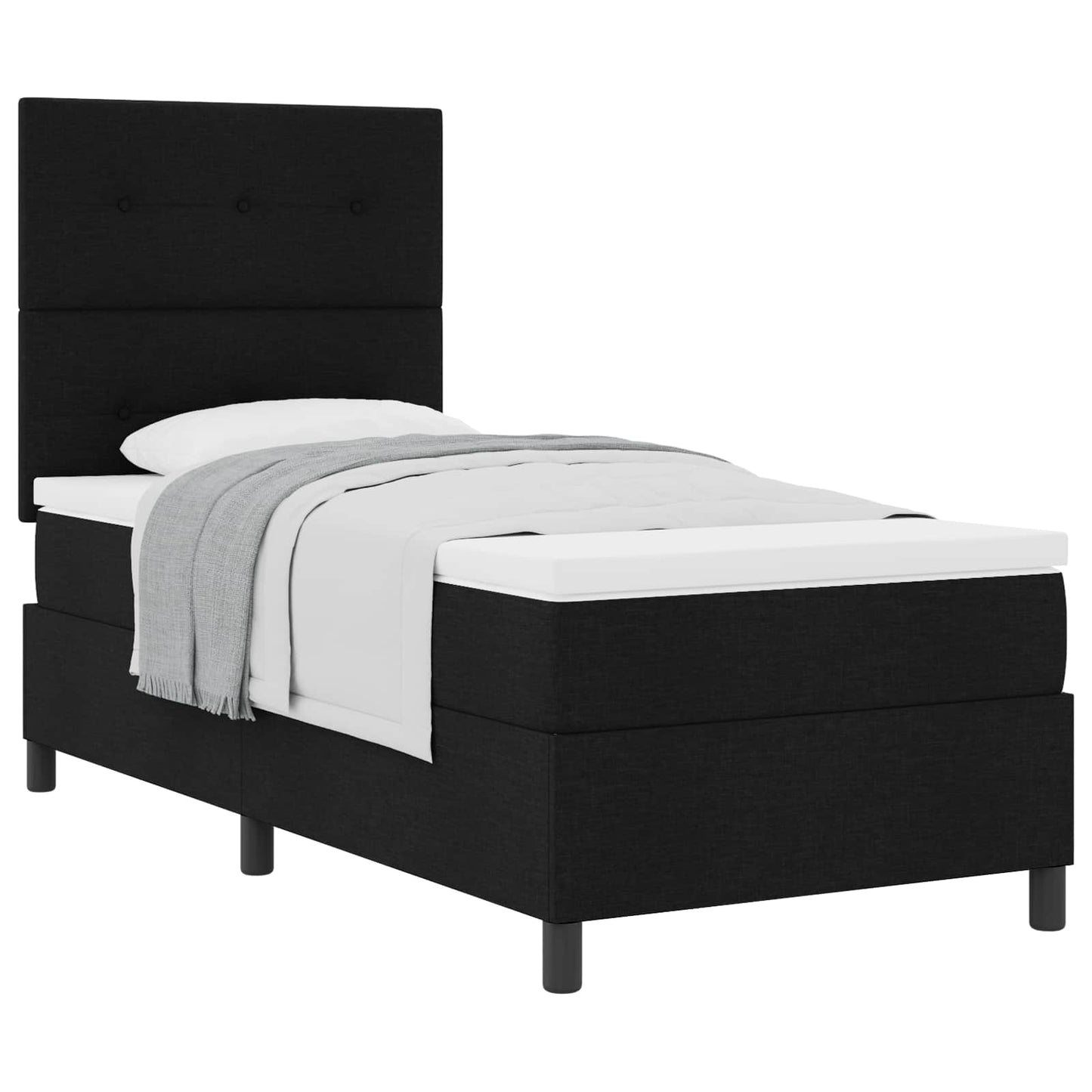 vidaXL Κρεβάτι με ελατήρια με κεφαλάρι Μαύρο 90 x 200 cm ύφασμα
