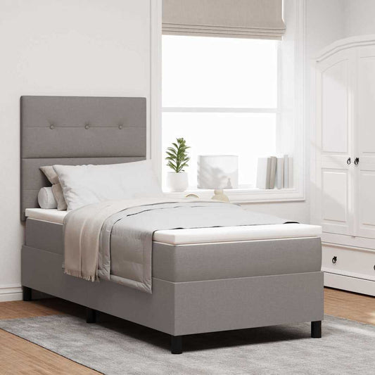 vidaXL Κρεβάτι με ελατήρια με κεφαλάρι Taupe 100 x 200 cm ύφασμα