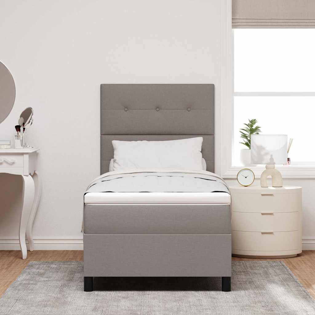 vidaXL Κρεβάτι με ελατήρια με κεφαλάρι Taupe 100 x 200 cm ύφασμα